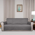 PureFit Reversible Quilted Couch Covers for Dogs Oversized Sofa Cover 78” | Gray/Light Gray, Water Resistant Couch Protector, Washable Pet Couch Cover with Non Slip and Elastic Straps For Kids