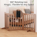 Wooden Freestanding Foldable Dog Gate, 24 Inch Height 3 Panel Pet Gate No Drill for Doorways Stairs, Fully Assembled Indoor Puppy Fence (Teak Color, 60" W x 24" H)