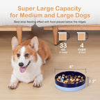 Sted Ceramic Slow Feeder Dog Bowls with Silicone Base | Slow Feeding Dog Bowl Small Medium Breed, Dogs Food Bowls for Fast Eaters, Puzzle Dogs Food Bowl, Maze Blue