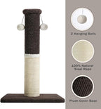 Made4Pets Cat Scratching Post with Sisal & Carpet for Indoor Cats, 23.6" | Cat Scratcher with Wide Stable Base, Interactive Hanging Toys, Ideal for Kittens, Small Cats and Everyday Indoor Play