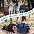 PetAmi Dog Travel Bag Organizer, Pet Travel Kit with 2 Food Containers & 2 Collapsible Dog Bowls, Pet Supplies Tote with Luggage Sleeve, Weekend Road Trip Camping Essentials, Navy Blue, Large