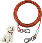 Dog Tie Out Cable - Chew Proof Steel Wire Lead - 360° Tangle Free Outdoor Leash for Pups - Dog Runner Cable for Small to Medium Dogs (Red, 45lbs/20ft)