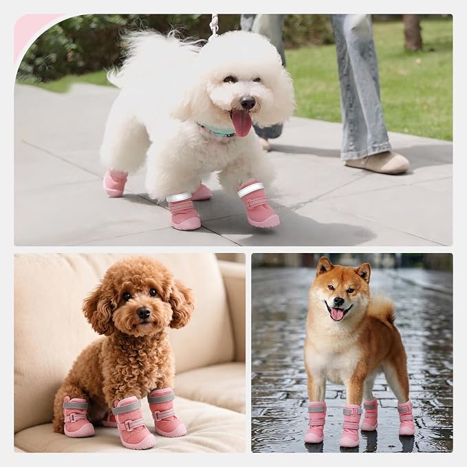 Breathable Hot Pavement Dog Shoes for Small & Medium Dogs(Pink, 1# | Adjustable Double Strap and Non-Slip Dog Boots Paw Protectors for Walking Running Hiking, Soft Comfortable Safe Easy to Wear