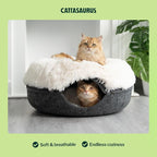 Peekaboo Cat Cave for Multiple & Large Cats Up to 30-45 Lbs, Fluffy Cat Beds for Indoor Cats, Scratch Detachable & Washable Tunnel Bed, Comfy Donut Cave (Dark Gray, Large (Calming))