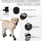 Dog Boots, Waterproof Dog Shoes with Reflective Straps, Rugged Anti-Slip Sole Paw Protectors for Medium Large Dogs, Breathable Pet Booties for Hot Pavement, Snow, Hiking, 4Pcs
