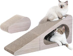 PAWZ Road 28.3" Cardboard Cat Scratcher Triangle 2 in 1 Cat Scratching Ramp | Incline Cat Scratching Pad,Cardboard Scratching Post Double as Cat Tunnel Scratcher with Interactive Toy Balls for Indoor Cat