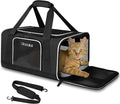 Petskd Small Pet Carrier 17" L x 11" W x 9.5" H Airline Approved, Black | for Alaska Airlines, Lockable Safety Zippers and Anti-Scratch Mesh, Pets Under 10 lbs