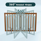 Semiocthome Dog Gate Indoor 2-Panel Freestanding Puppy Gates for The House with 2 Metal Stands 24" H Folding Wood Pet Gate for Stairs Doorway, Fully Assembled Safety Fence - Walnut
