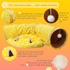 BWOGUE Bunny Tunnel Bed, 2-in-1 Collapsible Rabbit Tunnel Hideout with Mat | Removable Mat for Washing, 46.8 in Length, Ball Toy for Play, Soft Suede Fabric, Cats Rabbits Guinea Pigs