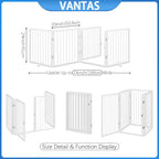 Vantas 80" x 24" Foldable Freestanding Extra Wide Dog Gate with Door,White | Pet Gate for Stairs and Doorways, Renter Friendly No Drill, Indoor Pet Fence Extra Wide, Easy Storage, With Support Feet