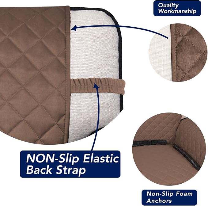 PureFit Reversible Quilted Sofa Cover, Water Resistant Medium Slipcover Furniture Protector, Washable Couch Cover with Non Slip Foam and Elastic Straps for Kids, Dogs, Pets (Loveseat, Brown/Beige) | Brown/Beige, Water Resistant Couch Protector, Washabl...