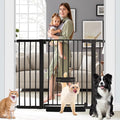 SHYUJAJIE 37 Inch Tall Baby Gate with Small Cat Door | Adjustable 29.55"-46.06 "Wide,Auto Close Dog Gate Easy Walk Thru Pet Gate for Stairs, Doorway, House, Pressure Mounted