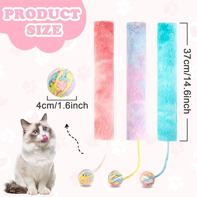 Cat Kicker Toy Large 3pcs, Cat Catnip Toys with Bell | Interactive Kitten Toys for Indoor Cats 14.6in/37cm