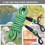 BTINESFUL 8/12/20/30/50/75ft Dog Tie Out Long Tether Rope Dog Lead for Yard | Large Medium Dogs Outdoor Training, Playing, Camping, Backyard Dog Line (75 Foot, Green)