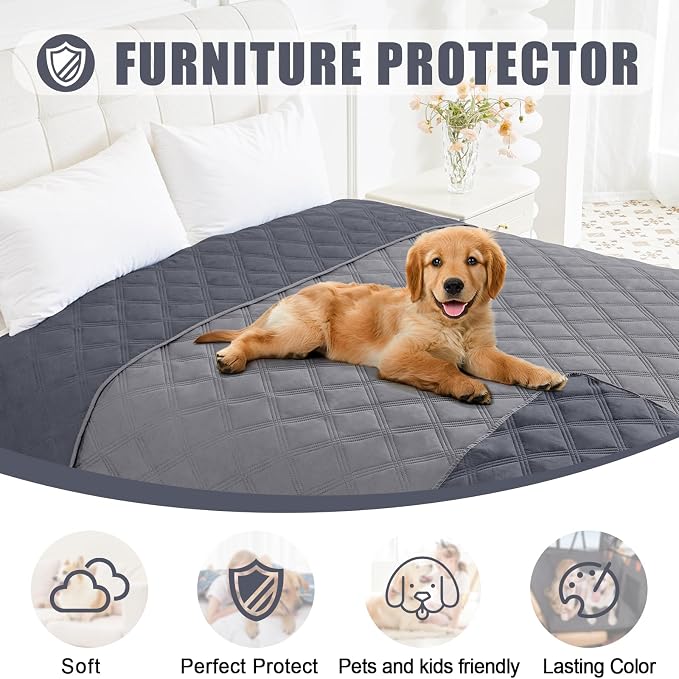 Smiry Waterproof Dog Bed Cover, Reversible Pet Blanket for Sofa Couch | Soft Washable Dog Blanket, Leakproof Couch Cover for Dogs Cats & Furniture Protection, 40x90, Grey/Dark Grey