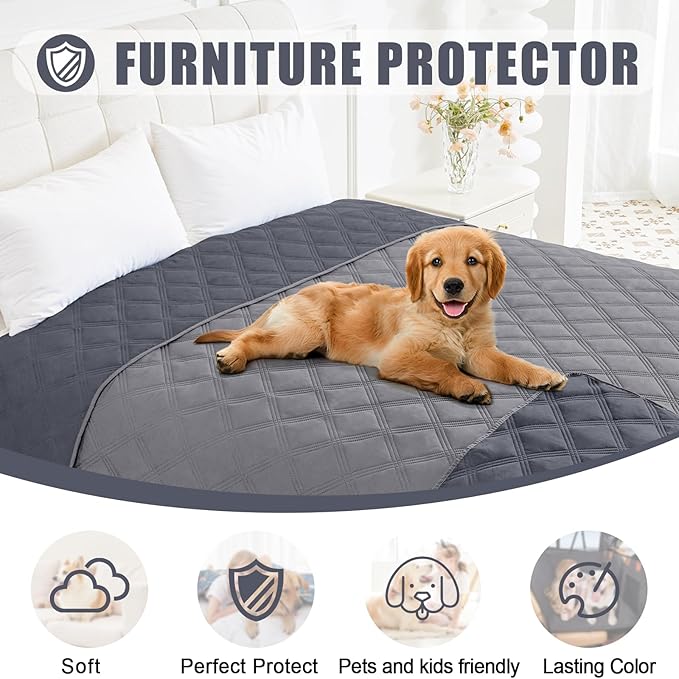 Smiry Waterproof Dog Bed Cover, Reversible Pet Blanket for Sofa Couch | Soft Washable Dog Blanket, Leakproof Couch Cover for Dogs Cats & Furniture Protection, 40x70, Grey/Dark Grey