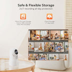 owltron Indoor Security Camera 2K, 360° Cameras for Home Security with Motion Detection, 2.4G WiFi for Baby/Pet/Nanny/Camara with Night Vision, Siren Alarm & 2-Way Audio, Compatible with Alexa