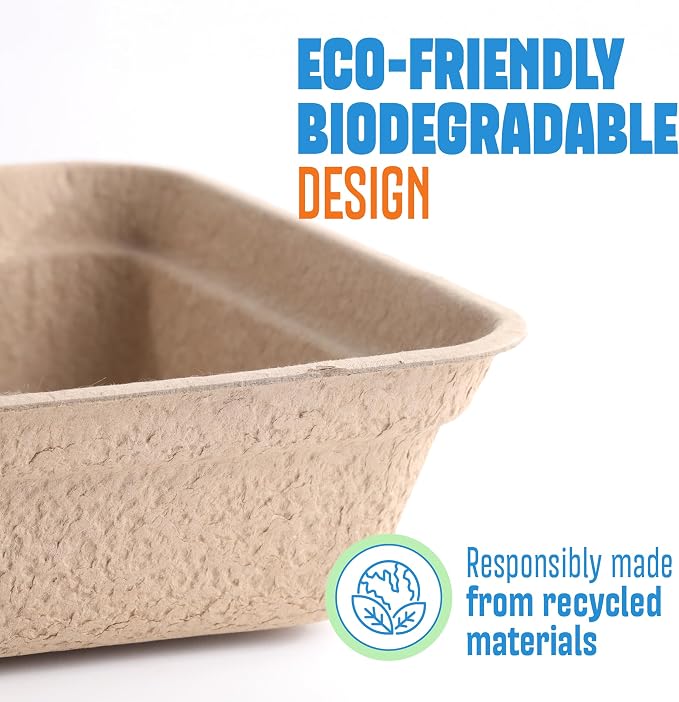 CallieCo Disposable Cat Litter Boxes Jumbo 4 Pack Leak Resistant | Portable, Biodegradable, Travel Friendly, Sturdy, Easy-Grip Rim, Cat Tray Liners