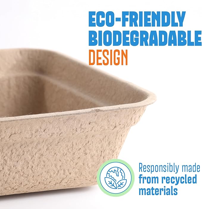CallieCo Disposable Cat Litter Boxes Jumbo 8 Pack Leak Resistant | Portable, Biodegradable, Travel Friendly, Sturdy, Easy-Grip Rim, Cat Tray Liners