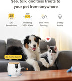 Furbo Mini 360° Pet Camera [No Monthly Fee] | Clear 2K QHD Video, 360° Rotating View, Barking/Meowing Alerts, 2-Way Audio, Color Night Vision, Pet Monitoring, No AI Alerts