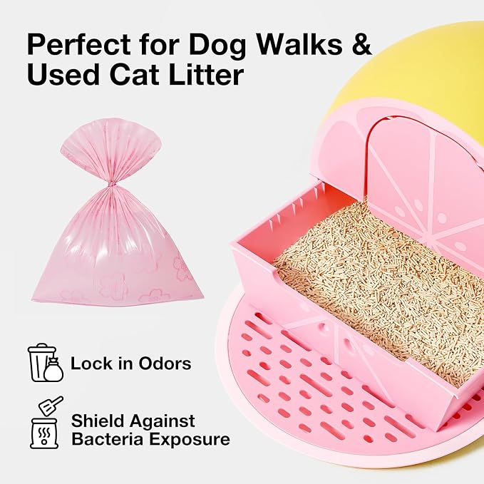 VETRESKA Cherry Blossom Scented Dog Poop Bags, Leak Proof, 300 Counts | Extra Thick and Large Pet Waste Bags for Dog Walking and Cat Litter, 20 Refill Rolls