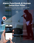 Hugolog 2K 3MP Indoor Pan/Tilt Security Camera with Auto-Focus,Ideal for Baby Monitor/Pet Camera/Home Security,Starlight Color Night Vision,Human/Pet AI,US Cloud,Compatible with Alexa