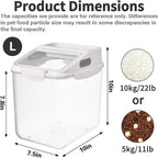 Fhiny 11LB Dog Food Storage Container, Airtight Pet Treat Bin Translucent Dry Food Grain Storage Barrels Sealed Bucket Moisture-Proof Plastic Cat Puppy Food Bin with Seal Locking Lid Keep Fresh