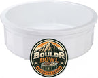 Pet Crock Bowl – Thick Durable Plastic Non-Tip Food & Water Dish for Dogs, Cats & Small Animals – Indoor/Outdoor – Chew Resistant, Easy Clean (White, Jumbo 96oz)