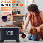Dog Food Container 13 lb Cute Airtight Food Storage Containers with Metal Lid Scoop Black Metal Storage Bin for Dog Cat with Wheels