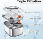 Stainless Steel Cat Water Fountain, 4.5L Automatic for Cats and Dogs Indoor | 20dB Ultra-Quiet Pump | Visible Water Level Window | 3-Stage Filtration | BPA-Free | Dishwasher Safe | Brush Included