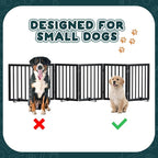 Semiocthome Wood Dog Gates for The House Extra Wide, 6-Panel Freestanding Pet Gates with 4PCS Metal Stands for Doorways and Stairs, 24" H Foldable Dog Fences Indoor, Expands Up to 110" (W)- Black