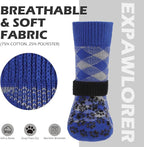 EXPAWLORER Dog Socks for Hot Summer Pavement to Prevent Licking Paws, Anti Slip Doggie Booties Grippy Shoes for Hardwood Floors, Boots & Paw Protectors for Small Medium Large Senior Dogs Blue XL