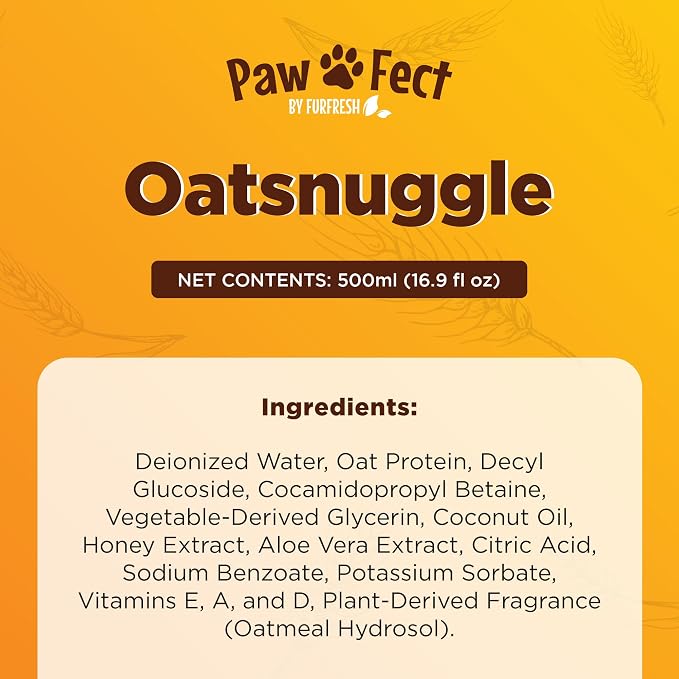 Honey & Oatmeal 16.9 oz Pet Shampoo for Dogs, Natural Formula with Colloidal Oatmeal, Aloe & Honey - Relieves Itchy Dry Skin, No Sulfates or Parabens, Gentle, Chamomile Scented