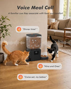 Automatic Cat Feeder for 2 Cats - 8L/34 Cups Dual Automatic Dog Feeder with Dog Food Dispenser for 2-18mm Dry Food, Timed Cat Food Dispenser, Up to 50 Portions 6 Meals Per Day, 10s Voice, Keep Fresh