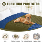 Smiry Waterproof Reversible Pet Couch Covers for Dogs | Pet Friendly, Soft Fabric, Washable Sofa Furniture Protector for Dogs Cat Kids, Checkered (30"x70", Green/Navy)