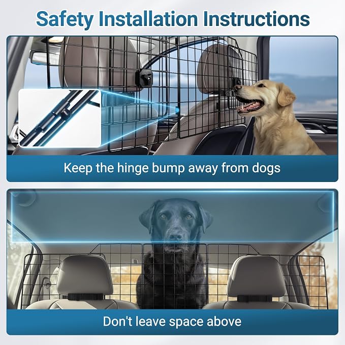 rabbitgoo Dog Car Barrier for SUV, Heavy-Duty Steel Wire Pet Gate, Foldable | Adjustable Universal-Fit Divider, Triple Folding for Cargo Area Vehicles Trucks Safety Travel