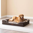 EHEYCIGA Orthopedic Dog Beds Large Sized Dog, Waterproof Washable Pet Bed | Non-Slip Bottom and Egg-Crate Memory Foam XL Dog Couch Bed with Washable Removable Cover, Brown, 41Inch