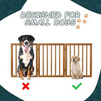 Semiocthome Freestanding Dog Gate 24“Tall, Walnut Foldable Dog Gates for Doorways Stairs Indoor, Wooden 3 Panels Pet Gates for Dogs with 2 Metals Stands, Fully Assembled Door Gates Fences