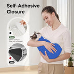 Cat Wrap for Cutting Nails, Self-Adhesive Cat Nail Clipping Restraint Bag, Anti-Scratch Cat Grooming Wrap Swaddle for Meds, SubQ Fluids, Ear Cleaning, Teeth Brushing & Vet Visits,Blue,L