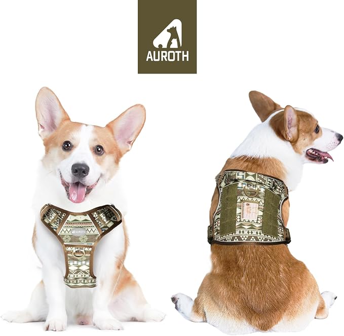 AUROTH Tactical Dog Harness for Large Dogs No Pull Adjustable Pet Harness Reflective K19 Working Training Easy Control Pet Vest Military Service Dog Harnesses
