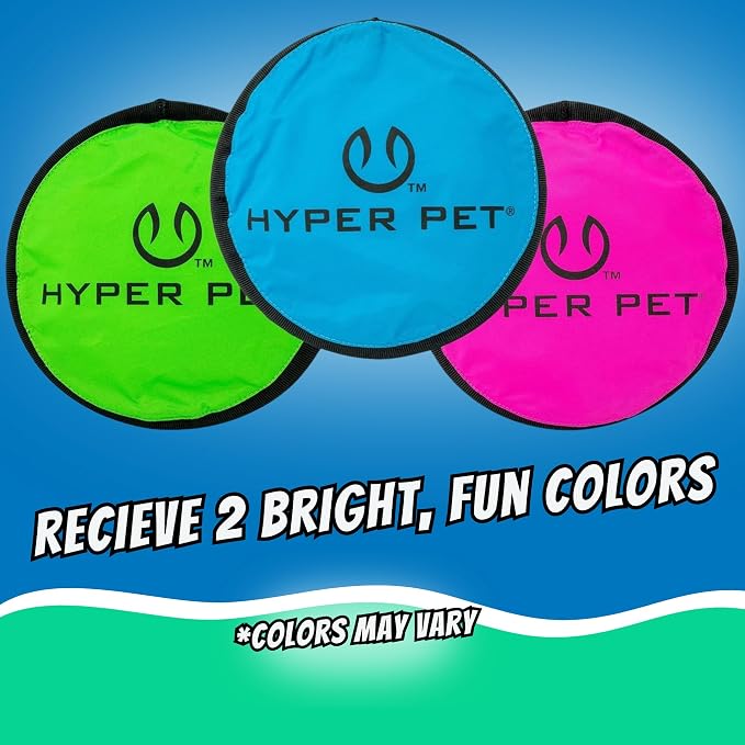 Hyper Pet Flippy Flopper Flying Disc Soft Dog Toy 9 Inch, Floats, 2 Pack | Safe on teeth for all breeds, stays on the water surface for pool and lake fetch games, colors may vary with every order