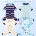Bienbee Dog Pajamas, 4 Pack Adjustable Onesies for Small to Large Dogs 3XL | Dog Shedding Suit with Soft Fabric, Breathable & Stretchy, and Adjustable Back Length for Sleeping Lounging and Daily Use