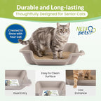 KittyGoHere 2.0 Easy-Entry Cat Litter Box – Large Open-Top Low Entrance Litter Pan with Higher Sides & Two Entrances – Ideal for Senior & Arthritic Cats – Made in USA (Grey) | Large Open - Top Low Entrance Litter Pan With Higher Sides & Two Entrances D...