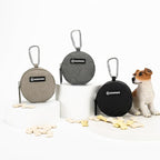 Dog Poop Bag Holder for Leashes- Dog Treat Pouch with Waterproof Zipper,Puppy Training Small Bag with Carabiner & Bungee Toggle,Two Pockets for Dry or Wet Treats-Pet Travel Walking Essentials (Black)