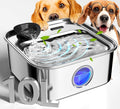 oneisall 10L/2.6Gal Dog Water Fountain for Large Dogs (with 1 Filter) | Deeper & Wider Drinking Area, Visualization Window & Triple Filtration,304 Stainless Steel Dog Water Bowl Dispenser