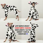 D Doggy Star Italian Greyhound Clothes Winter Warm Fleece Cow Print Sweater Jumpsuit with Snood Turtleneck, Fits Small Whippets (2XL,Onsi Cow Print)