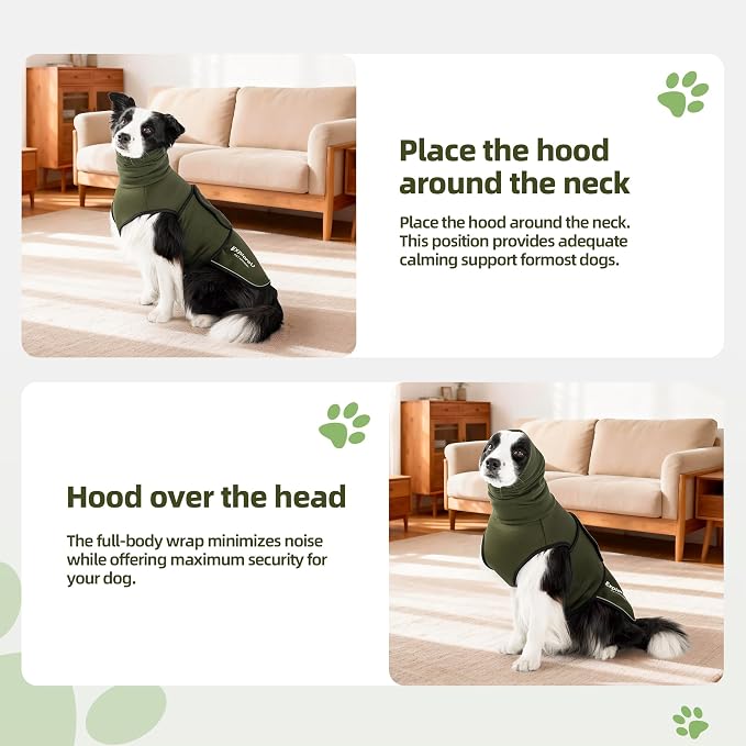 Dog Anxiety Vest–Dog Calming Shirt for Noise,Separation,Green,L(22-33lbs) | Soothe your pet,Reduce anxiety,Keep things calm