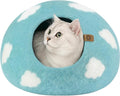 MEOWFIA Cat Cave – Premium Felt Cat Bed Enclosure for Indoor Cats, Handmade Merino Wool (Cloud Nap Blue, Medium)