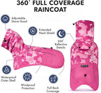 Spark Paws Dog Raincoat, Waterproof Windproof Rain Jacket, for Small Medium Large Extra Large Dogs, Reflective Breathable Full-Body Coverage Dry Suit - Camo Pink - 4XL