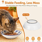 Ceramic Cat Food Bowls, 6 Pack 5.7-in Non-Slip Cat Dishes for Food, Water | Food-Safe Ceramic, Shallow Whisker-Friendly Plates For Wet Meals, Kibble, Multi-Cat Homes, Dishwasher And Microwave Safe